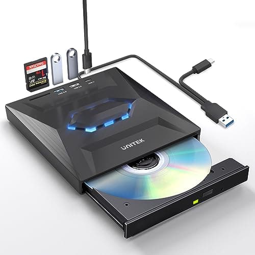 Unitek External CD DVD Drive USB 30 TypeC Portable CDDVD RW DriveDVD Player with SD Card Reader USB 30 USB C Hub CD ROM Burner Compatible for Laptop Desktop PC Mac Windows 111087 Linux