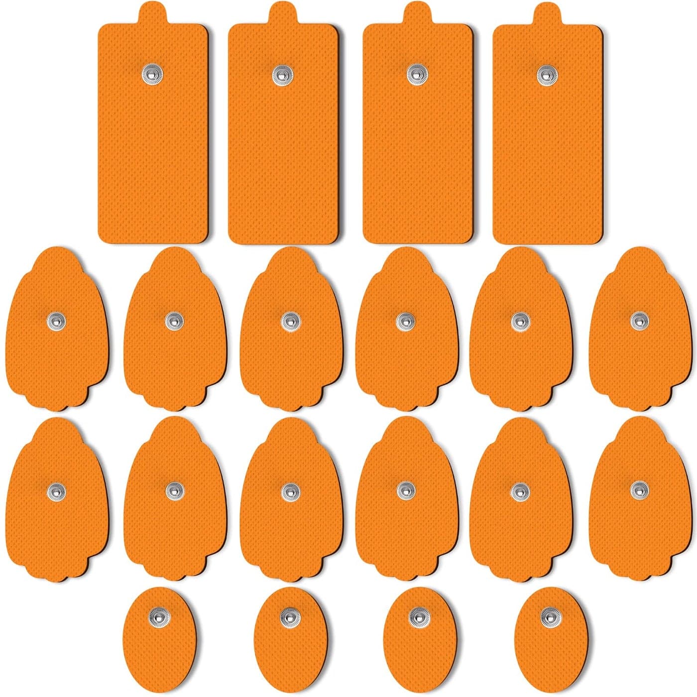 AVCOO TENS Unit Replacement Pads 20 Pack in 3 Sizes Reusable Electrode Pads with American Gel for 50 Times Safe Use Snap TENS Pads Fit TENS EMS Muscle Stimulators Using 35mm Button Lead Wires