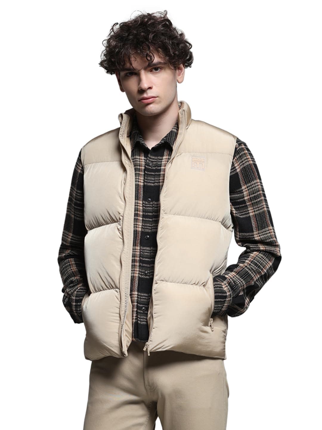 Jack & Jones Men Regular Fit Beige Jacket
