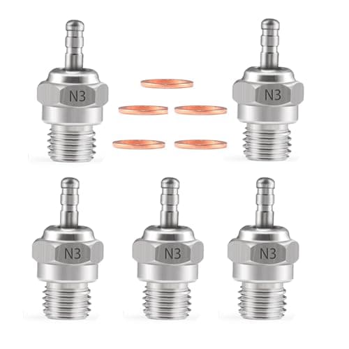 Shaluoman N3 Hot Spark Glow Plug for RC Nitro Engines Car Truck Buggy Pack of 5, Spark Plugs for Traxas T-maxx Kyosho HSP1 HPI Redcat, Powerful 70117 Nitro Engine Parts Replace OS 8