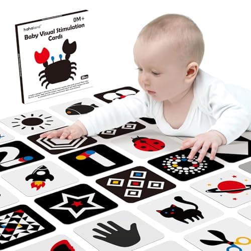 hahaland High Contrast Baby Flashcards Black and White Infant Baby Cards 06 Months Tummy Time 036 Months Montessori Sensory Cards 20 PCs 66 Newborn Brain Visual Stimulation