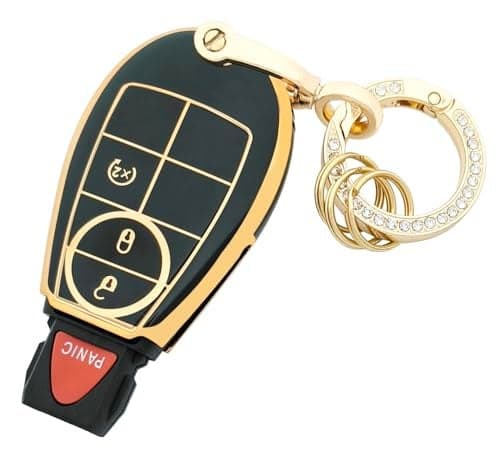Key Fob Cover for Dodge Ram 1500 2500 3500 Journey Grand Caravan Charger Durango Challenger Magnum Jeep Grand Cherokee with Keychain For Dodge B Black