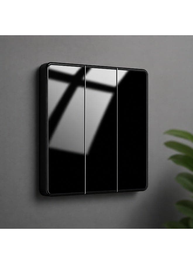 Premium Black 3 Gang Glass Wall Light Switch | Tempered Glass Panel | Modern Luxury Design | Durable & Easy Installation