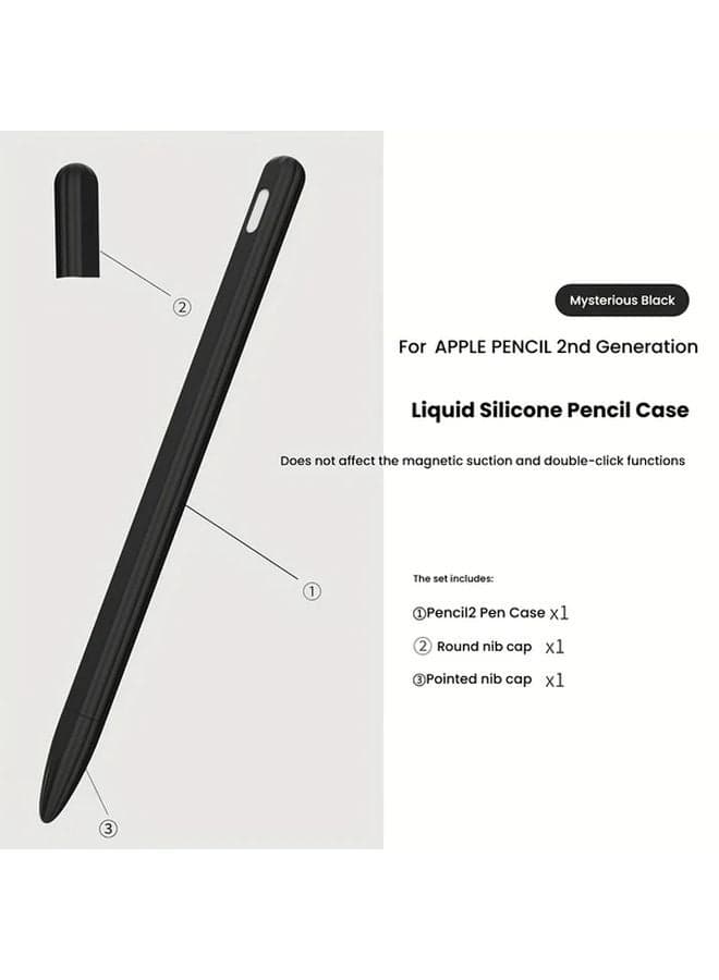Black Silicone Case for Apple Pencil 2nd Pro Anti Slip Magnetic Charging Compatible