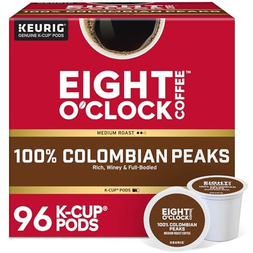 Eight OClock Coffee Colombian Peaks SingleServe Keurig KCup Pods Medium Roast Coffee Pods 96 Count