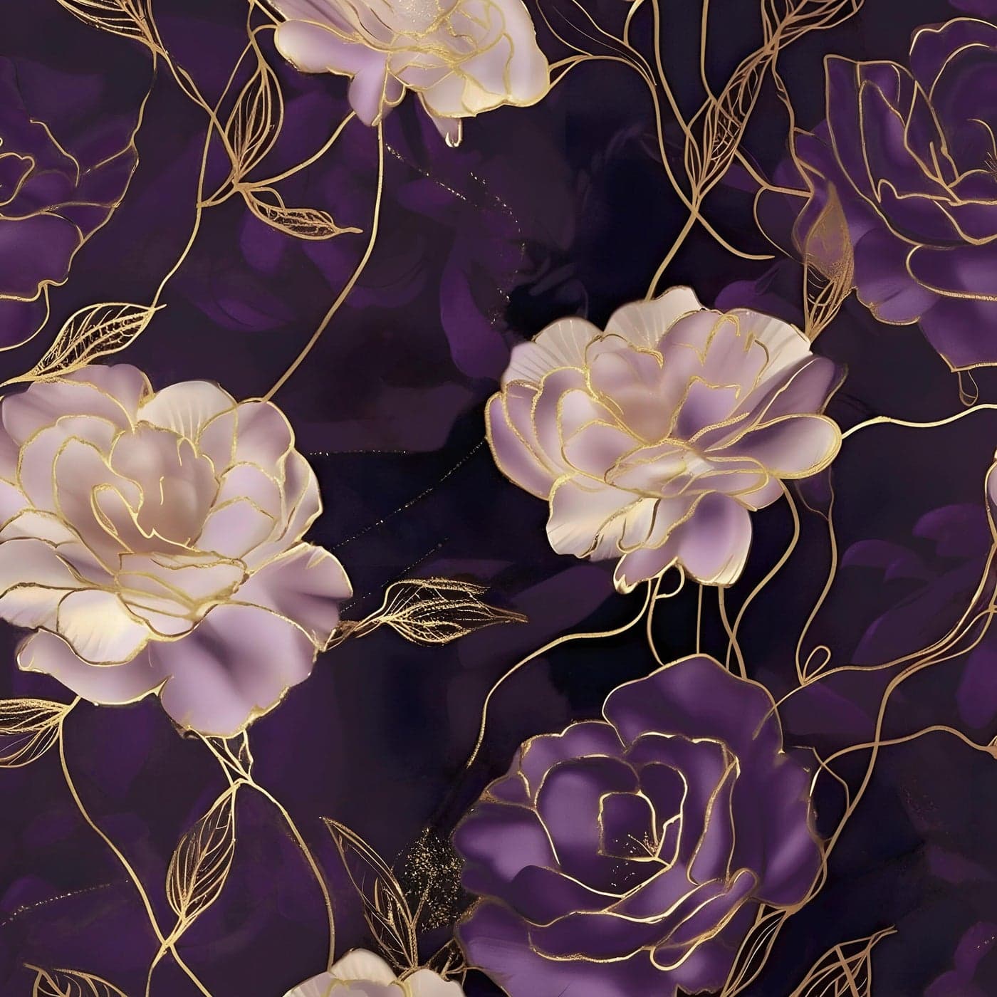 Dark Floral Wallpaper Peel and Stick PurpleGold Rose Flower Contact Paper Wall Paper Waterproof SelfAdhesive Wall Covering for Bedroom Countertop Desk Cabinets Decor Renter Friendly 174 x 118