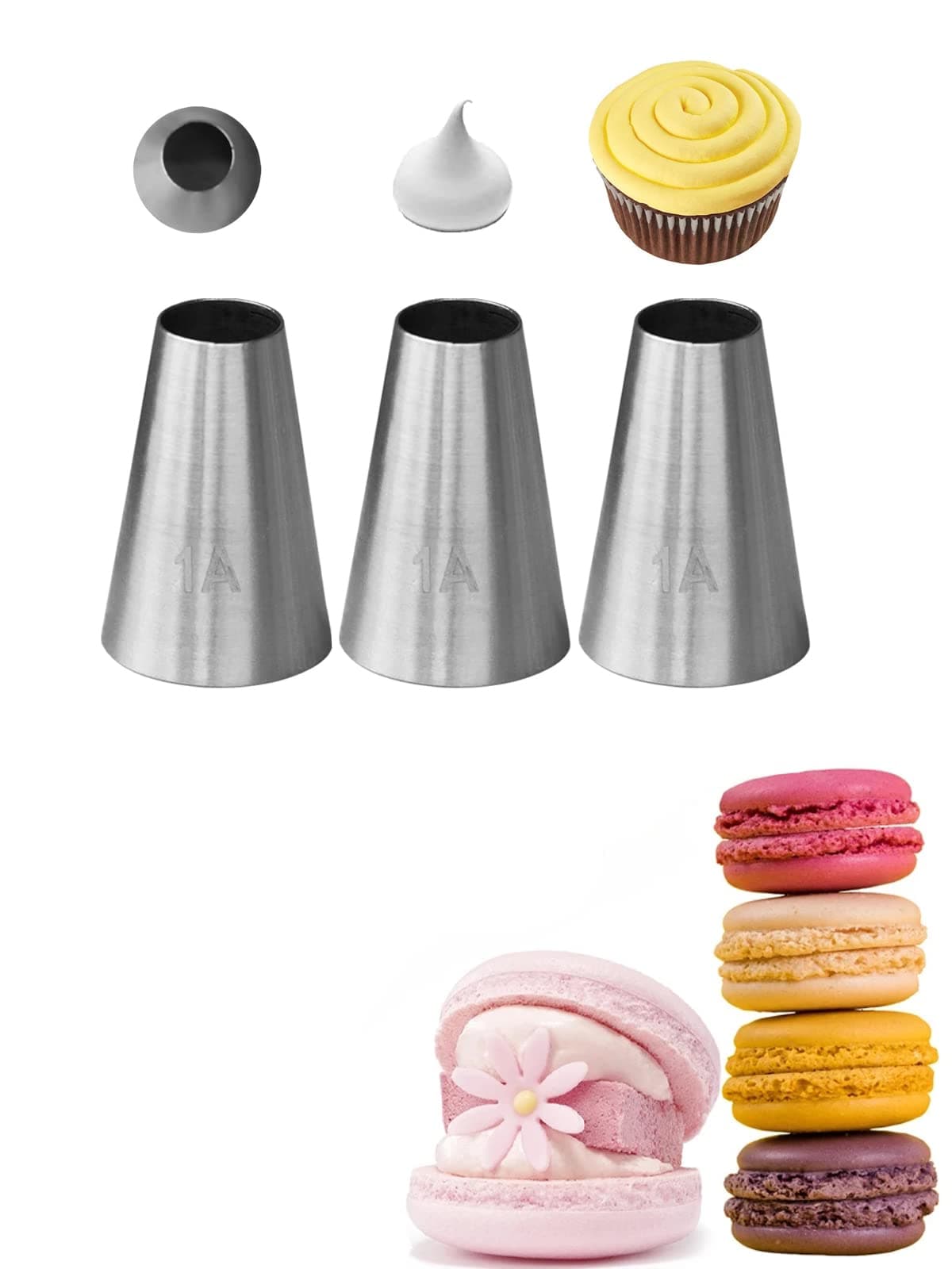 1A Piping TipLarge 1A Tip for Cake DecoratingRound tip for macarons3 Pcs