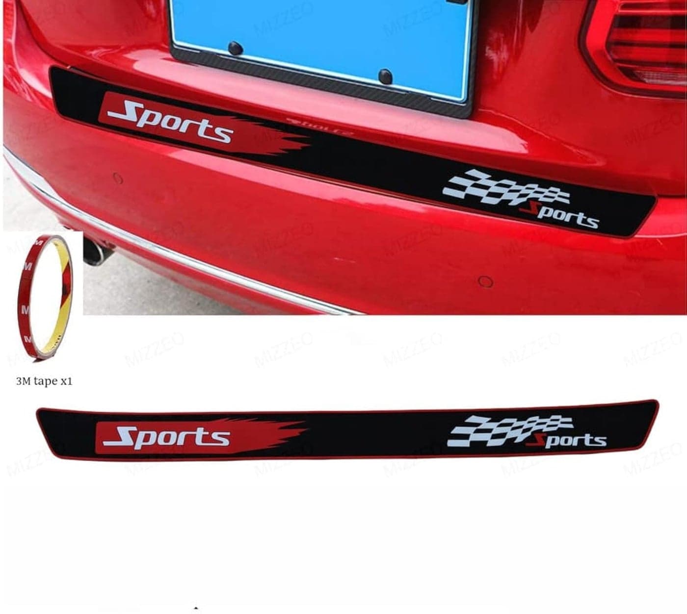 MIZZEO Trunk Rubber Protection Strip Rear Bumper Scratch-Resistant (Design - Sports D2) Trunk Door Entry Guards with Full 3M Tape Pack Compatible with Hyundai i20 (Type-II) 2012-2014