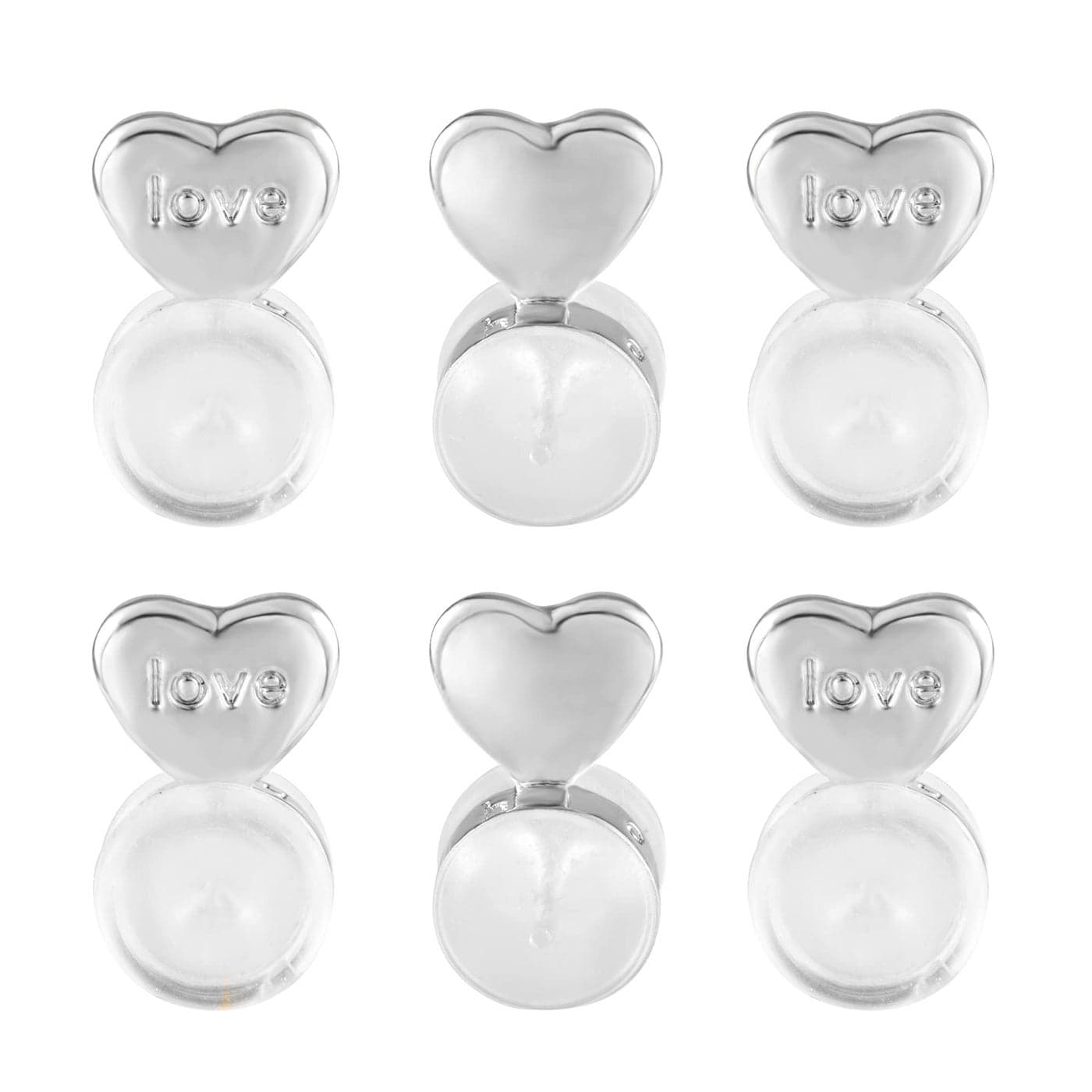 6PCS Heart Silicone Earring Lifter Sliver Love Earring Backs for StudsDroopy Ears Hypoallergenic Secure Earring Backs Replacements for Heavy Earrings