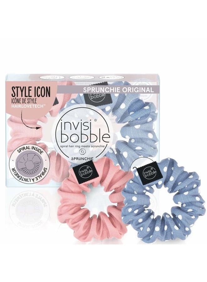 Sprunchie Spiral Hair Ring - Dot's It and No Morals, But Corals- 2 Pack- Scrunchie Stylish Bracelet, Strong Elastic Grip Coil Accessories for Women - Gentle for Girls Teens and Thick Hair