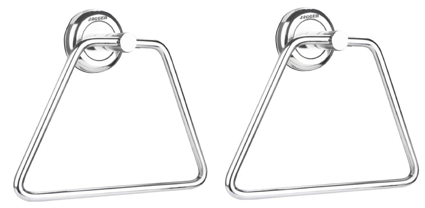 JAGGER JAG225 Triangle Towel RingsTowel HolderHand Towel StandCloth Hanger Napkin HolderCloth Stand Towel Holder for Bathroom Kitchen Washbasin Silver Pack of 2