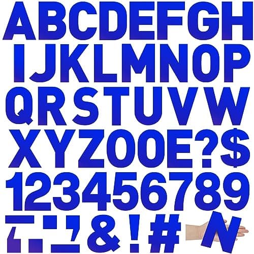 184 Pcs Large Vinyl Letter Sticker 6" Big Alphabet Number and Symbol Sticker Self Adhesive Removable Letter Decal for Christmas Bulletin Board Classroom Decor Poster Window Door Mailbox(Blue)