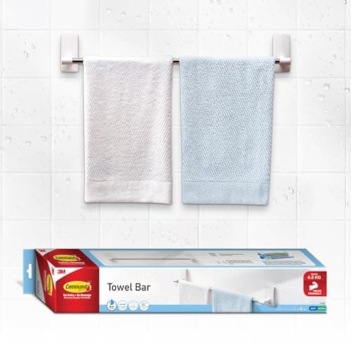 3M Command Towel Bar Hook, Holds up to 4.5 kgs, Drill- Free, No Paint Damage, Water Resistant, Heavy Duty, Great for Bathroom Wall, Shower Area and Kitchen