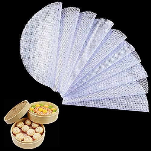 10Pcs Round Silicone Steamer Liners13inch Nonstick Silicone Steamer Mesh MatReusable Bamboo Steamer Liner Pad Dim Sum Mesh for Home Kitchen Cooking10 13 x 13 inch