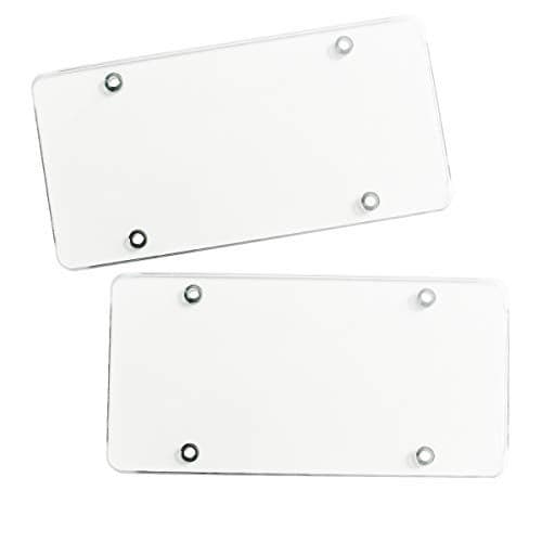 ZONETECh Clear Unbreakable License Plate Shields 2-Pack Novelty/License Plate Clear Durable Flat Thick Shields