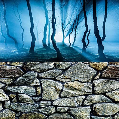 ELEBOX Fish Backgrounds Paper Double Sides 3D Stone Trees Aquarium Background Picture 19 x 48 Fish Tank Background