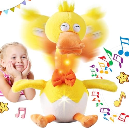13 Eggshell Talking Dancing Duck Repeating What You Say Mimicking Recording Plush Baby Toy Musical Songs Singing Talking Glowing Animated Twisting Gifts of Lighting Up Funny Toys for Toddler Kids