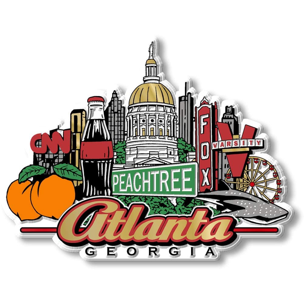 Atlanta City Magnet by Classic Magnets 3D Rubber VintageStyle Collectible Souvenirs and Gifts Made in The USA 42 x 32