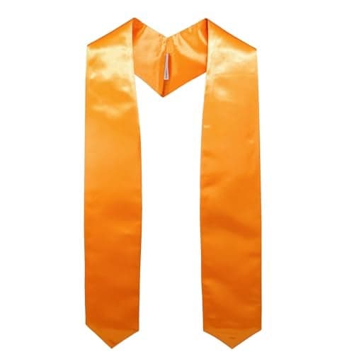 GraduationMall Unisex Adult Plain Graduation Stole 60" Orange