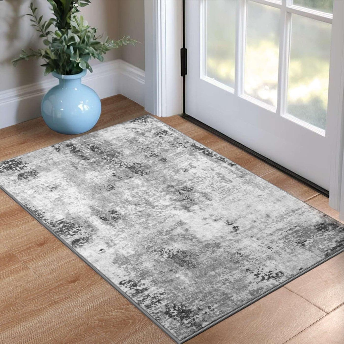 Entrance Rugs Indoor 2x3 Grey Entry Rug Washable Abstract Small Area Rug NonSlip Low Pile Throw Rugs for Entryway Kitchen Floor Front Door Indoor Door Mat Bathroom Bedroom Bedside