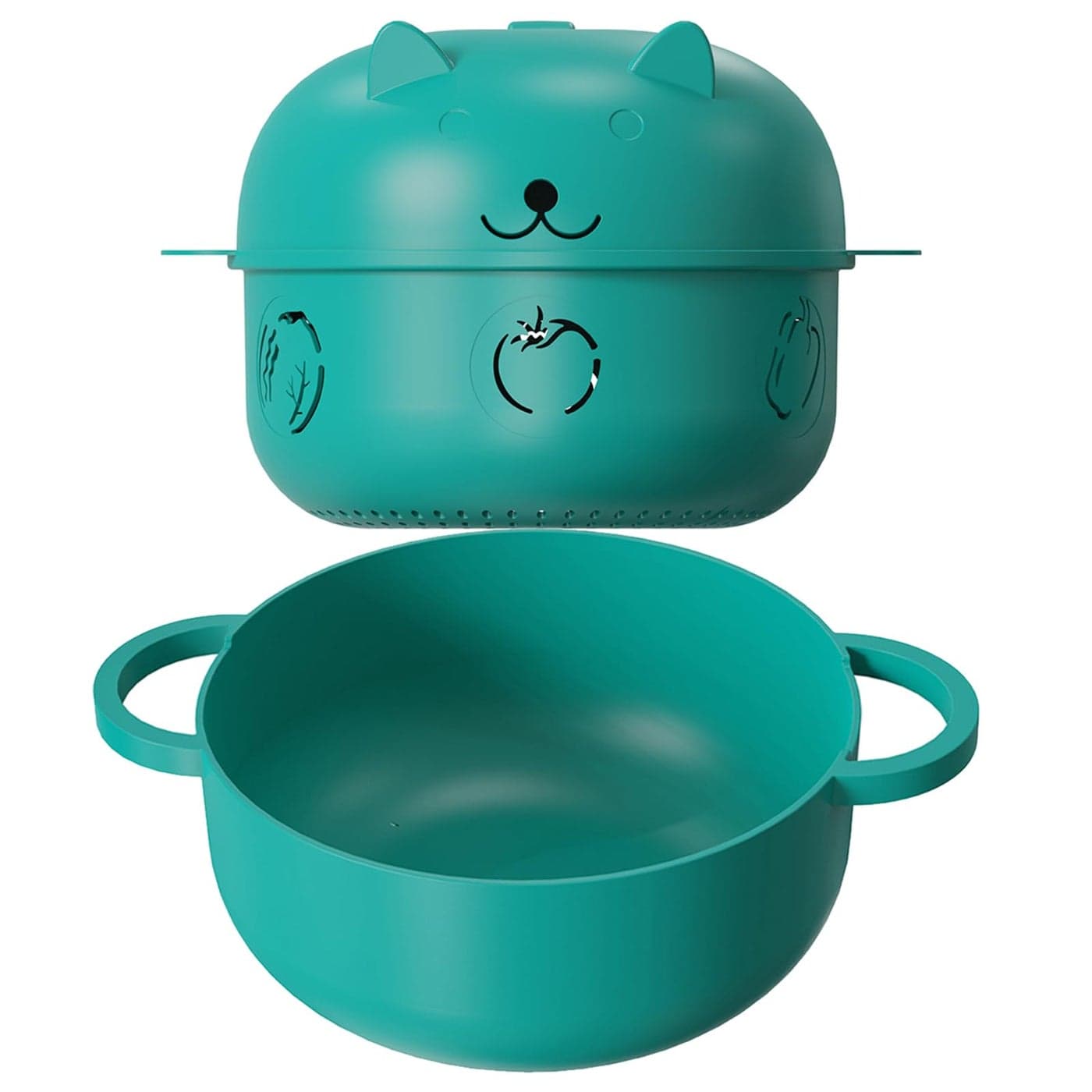 68 OZ Microwave Ramen Bowl Noodle Cooker Steamer for Cooking Food and Vegetables with Removable Strainer Green