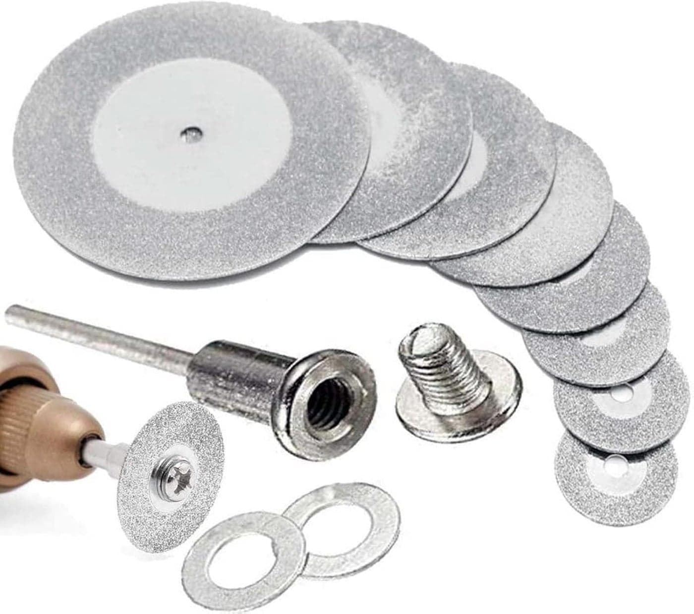 DIY Crafts 5 Sets, 16mm 1 Pc Diamond Discs+1 Mandrel, 1 Pc Diamonte Cutting Discs & Drill Bit Shank For Rotary Tool Blade + 1 Mandrel, Disc Saw Carv(5 Sets, 16mm 1 Pc Diamond Discs+1 Mandrel)