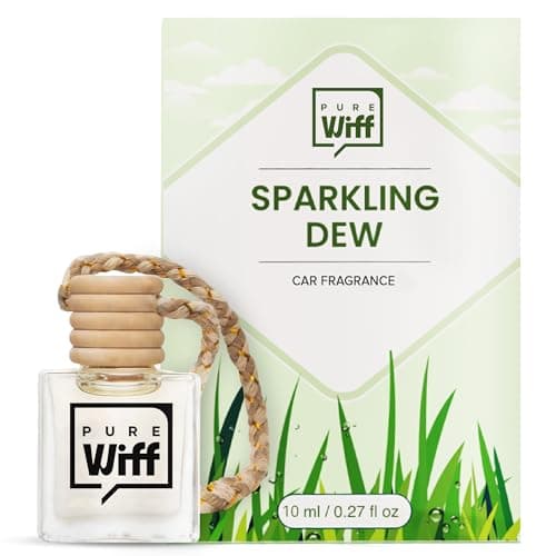 Pure Wiff Sparkling Dew Car Perfume Diffuser – 10ML Long Lasting Hanging Car Air Freshener | Premium Car Fragrance Oils in Glass Bottle with Wooden Diffuser Cap | Lasts up to 75 Days | IFRA Compliant