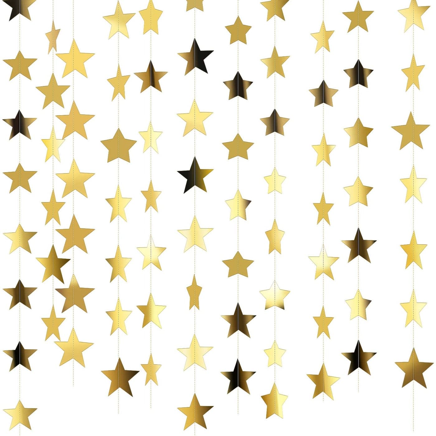 Patelai Glitter Star Garland Banner Decor 130 Feet Star Hanging Bunting Banner Bright Backdrop for 2025 Graduation Prom Wedding Birthday Christmas Party SuppliesGold