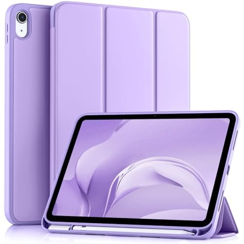 Akkerds Compatible with iPad (A16) 11th Generation Case 11 Inch 2025, for iPad 10th Generation Case 10.9 Inch 2022 with Pencil Holder, Slim Trifold Stand Protective Cover with Soft TPU Back, Lavender