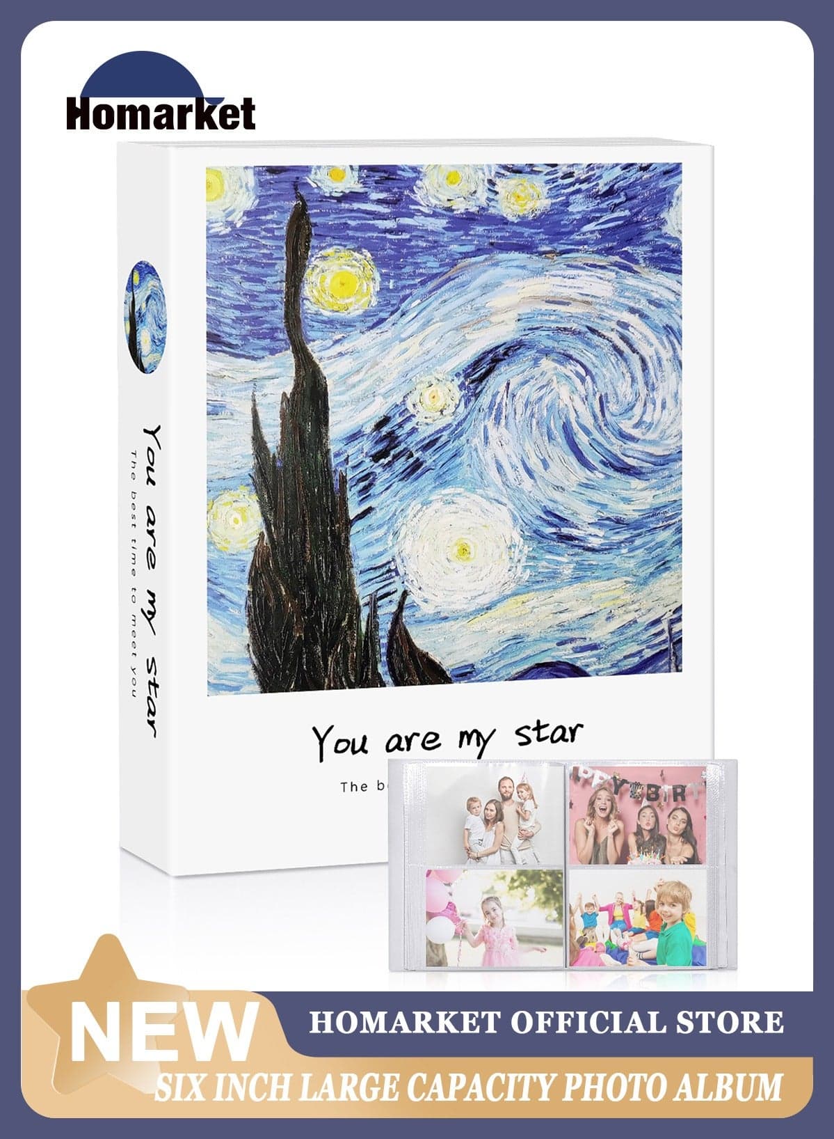 Photo Album 6x4, Small Photo Album holds 200 Pockets, Picture Album Slip in for 4x6 3.5x5.5 Photos, 4x6 Photo Book Ideal for for Family Wedding Boys Girls