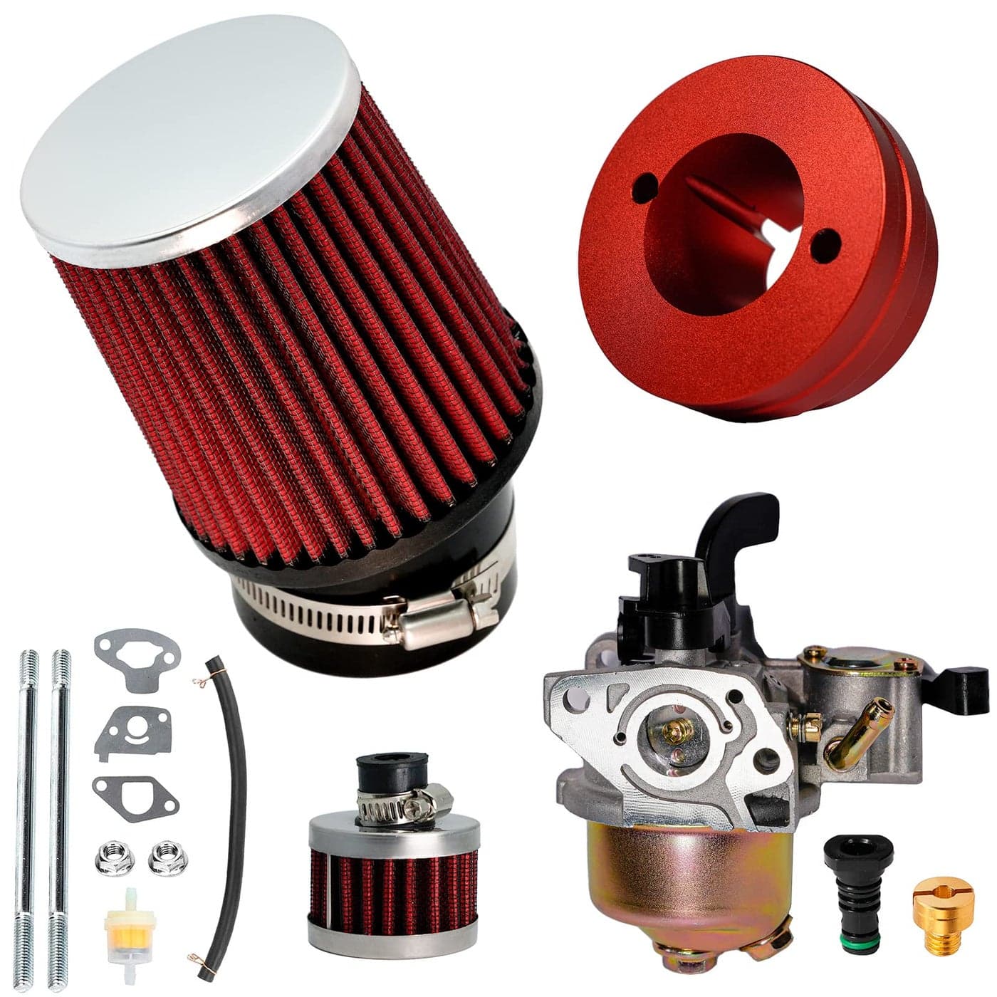 JMCHstore Carburetor Air Filter Adapter Kit for Monster Mega Moto MMB80 MMB105 Coleman B100 RB100 105cc Motovox MBX10 Baja DB30 97cc Orxyearth Dirt Kids Mini Bike Lifan 80cc MMK80 Go Kart Red