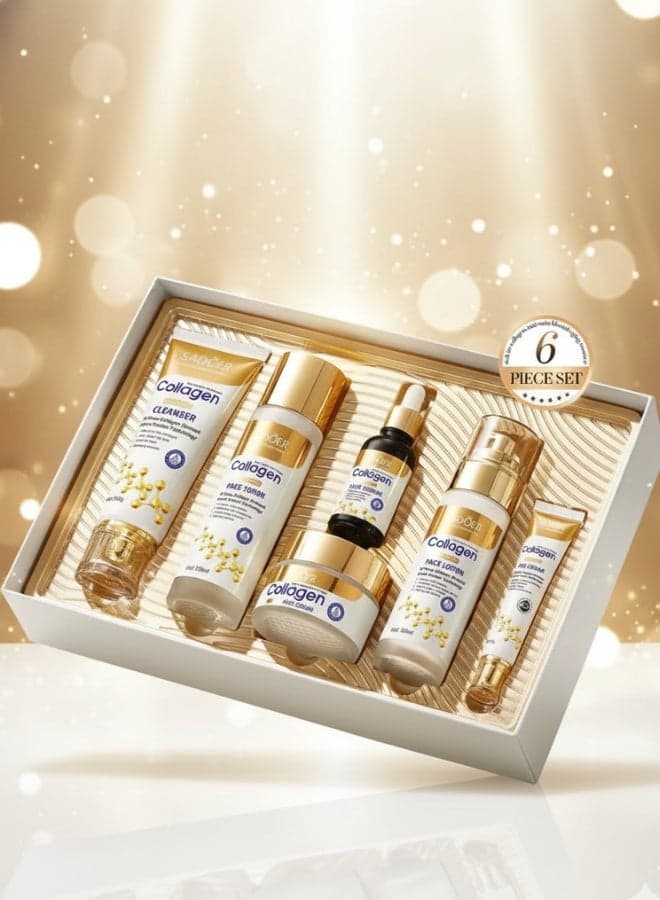 Collagen Skin Care Set Cleanser Toner Cream Serum Face Lotion Eye Cream Anti Aging Moisturizing Firming Brightening