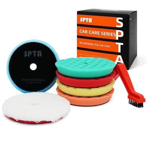 Polishing Pads 5Pc 5 Inch 125mm Orbital Buffer Polisher Pads and 1Pc Microfiber Buffing Pads Foam Polish Pad for Compounding Polishing and Waxing for 5125mm Backing Plate Car Polisher TPP5MIX