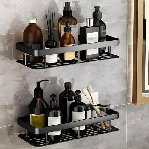 Boniry 2 Pcs Aluminium Heavy Duty Self Adhesive Wall Shelf, Modern Style, Bathroom Shelf Organiser