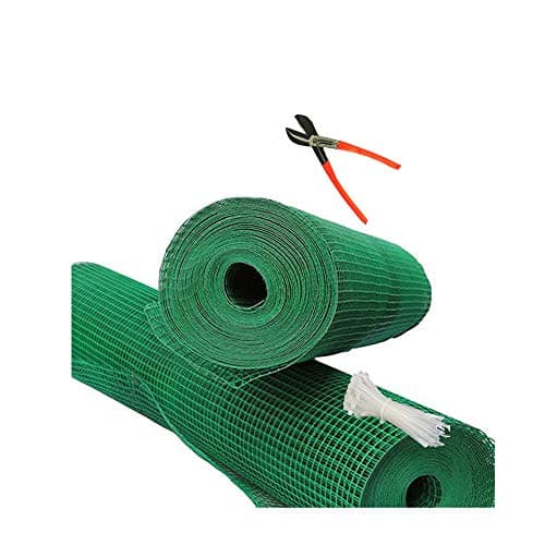 MESH MASTERS PVC Coated Weld Wire Garden Fencing Iron net with12MM Anti Bird 4feet/20feet Netting Uv Stablized with 6 Months Guarantee Free 1 Cutter,100 PVC Wire Tags