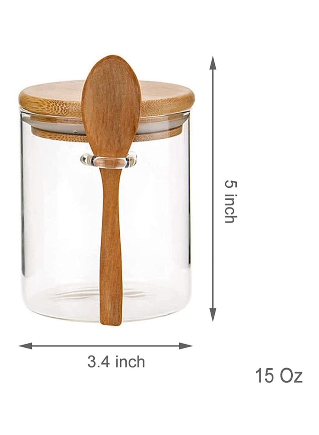 Airtight 420ML Clear Glass Storage Canister with Wooden Spoon - Perfect for Bath Salt, Sugar, Spice, Coffee, Matcha Tea, and Condiments