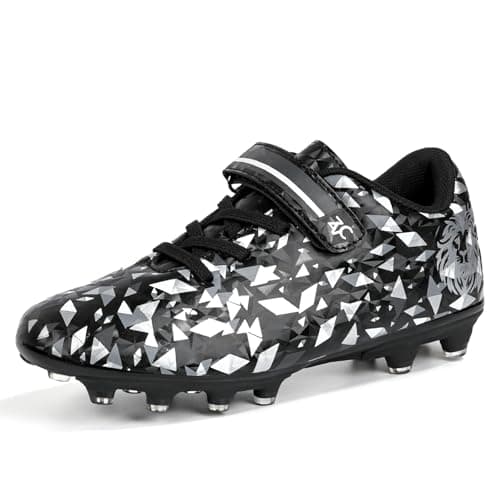 ZVC Kids Soccer Cleats Boys Girls Soccer Shoes Outdoor Firm Ground Youth Football Cleats for Little KidBig Kid Black