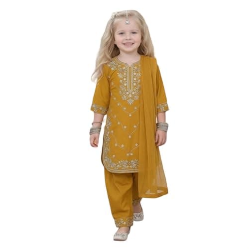 A.T.U.N. (ALL THINGS UBER NICE) Elegant Embroidered Heavy Thread Work 3 Piece Salwar Suit Set with Dupatta for Girls | Traditional Festive Ethnic Wear Party Outfit