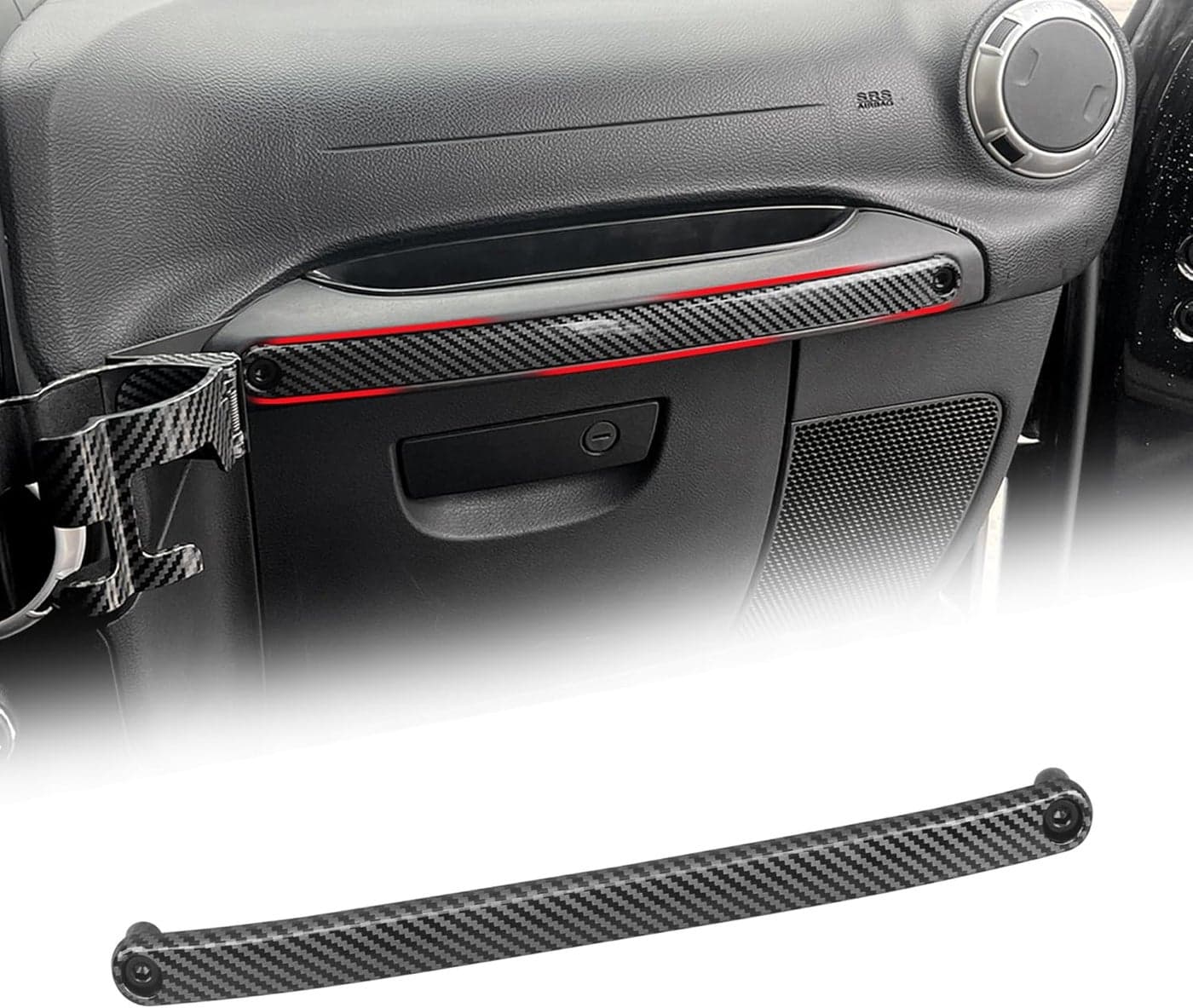 Phamyor Co-Pilot Grab Handle Insert Cover Trim for 2011-2017 Jeep Wrangler JK JKU