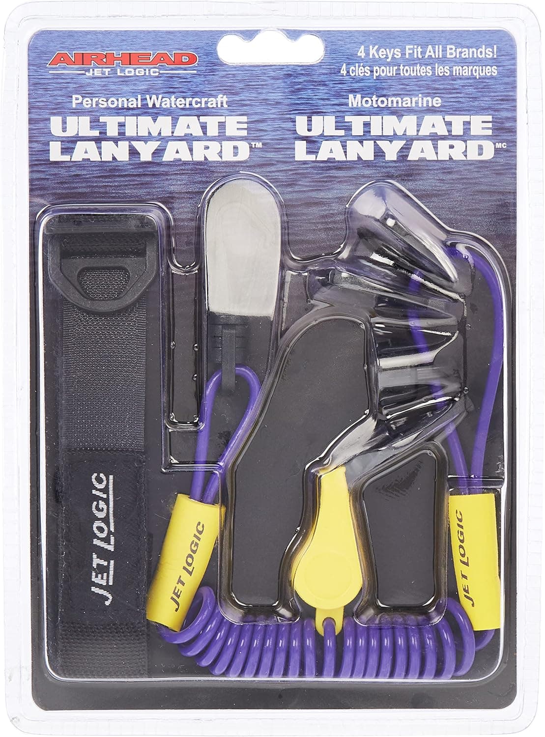 Kwik Tek Ultimate Lanyard for Personal Watercrafts - Purple/Yellow
