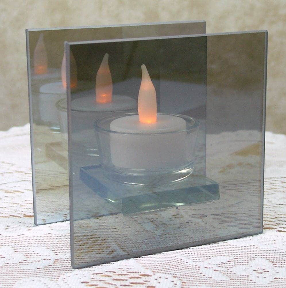 Decorative Candle Holders Infinity Tea Light Candleholder Mirrored Glass Holder Candlelight Gives The Illusion of Infinity Measures 4 H x 4 W x 25 D