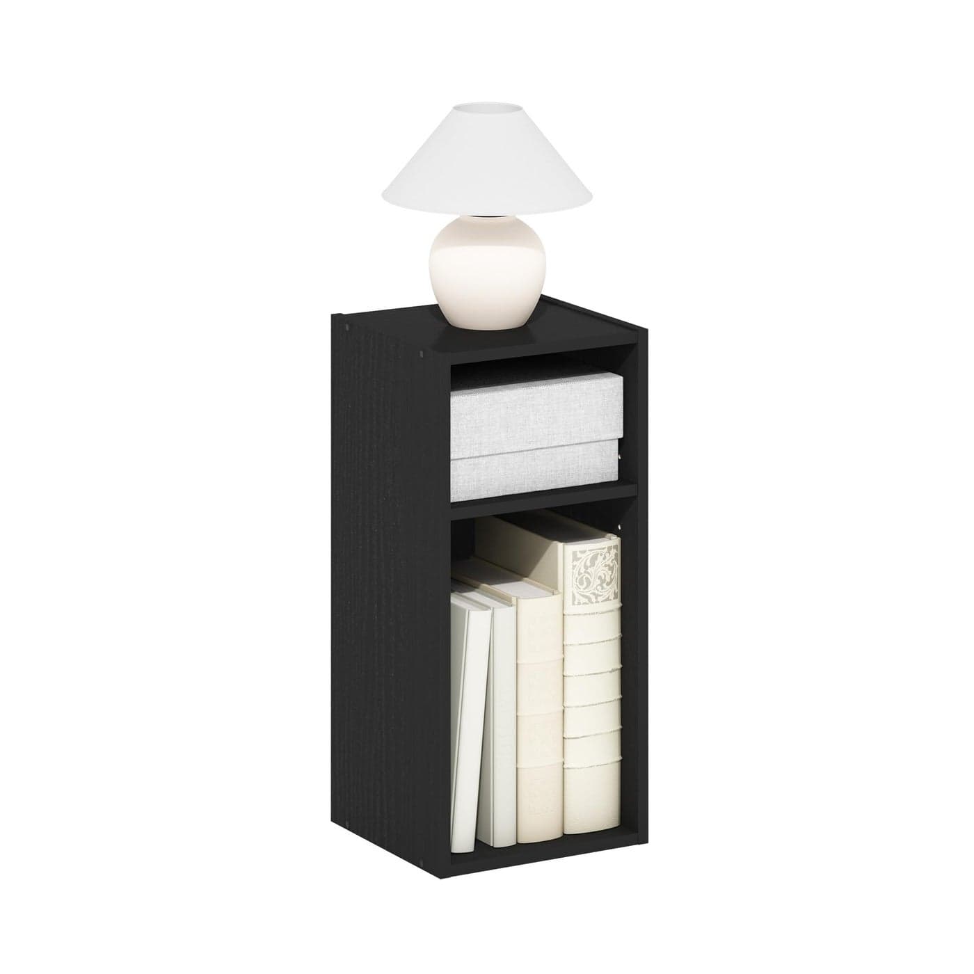Furinno Fulda 2Tier Space Saving Storage Shelf Bookcase 10Inch Width Blackwood