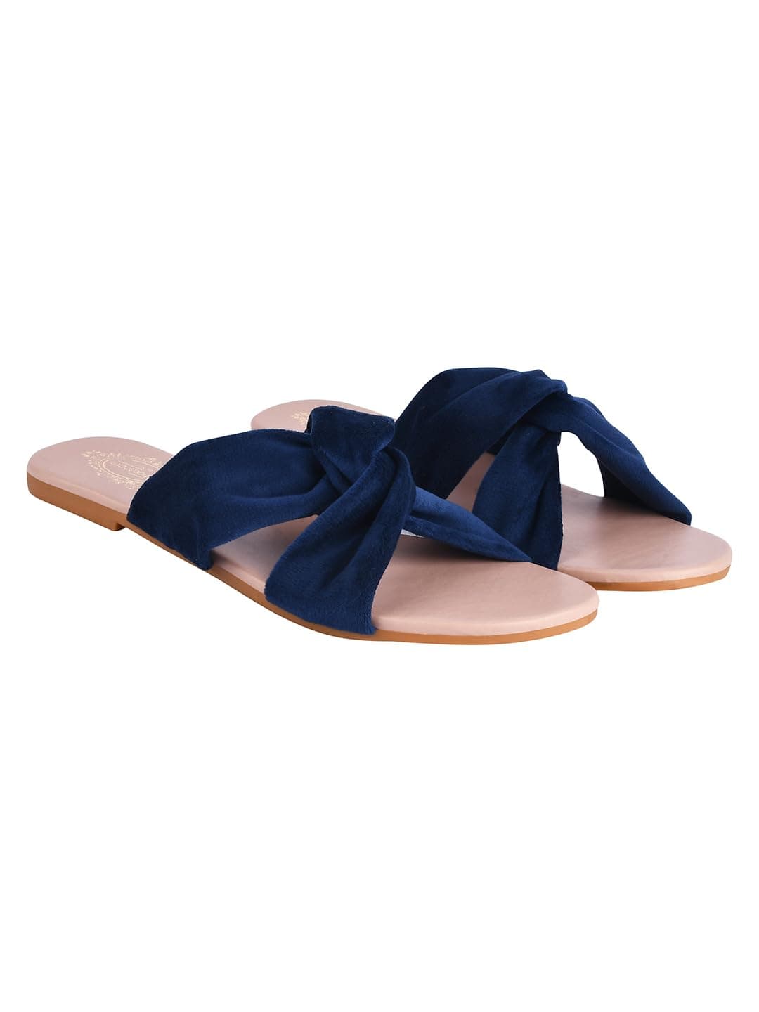 Shoetopia Girls Blue Flat Slide Sandals – Soft Suede Knot Strap Casual Summer Slip-Ons for Everyday Comfort Stylish, |Footwear Lightweight| Durable Design Perfect for Casual Outings Women EU41