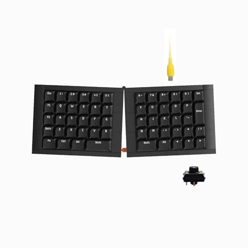 KBDcraft 07Israfel 50% Ergo-Split Low-Profile Mechanical Keyboard, 56-Key Ortho, Lego-Compatible Case, Wired, Linear Switch, Gasket Mount, Hot-Swappable, RGB, QMK, Vial, Full Kit, (Black)