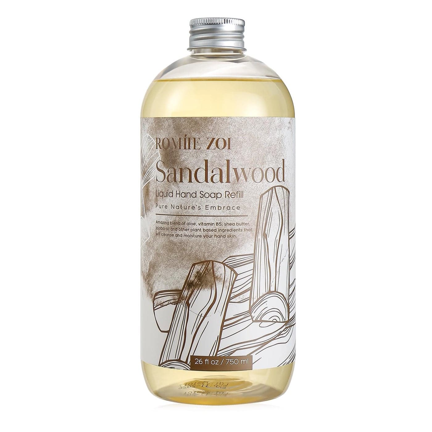 ROMIIE ZOI Liquid Hand Soap Refill Sandalwood Gentle Moisturizing Formula 750 ML 26 FL OZ