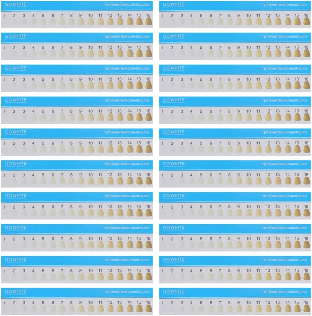 Teeth Color Card Comparing Charts Teeth Shade Guide Tooth Whitening Bleaching Color Tracking Cards Dental Equipment for Dentist Oral Care 20 PcsPack