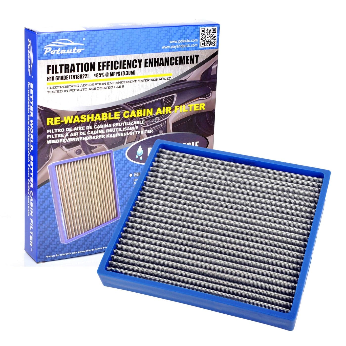 POTAUTO MAP 5001 CF10285 ReWashable Car Cabin Air Filter Replacement for JAGUAR LAND ROVER LEXUS PONTIAC SCION SUBARU TOYOTA