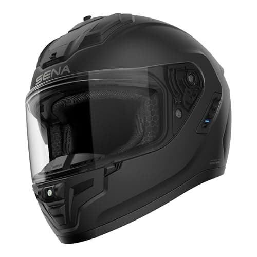 Sena Phantom Full Face Smart Motorcycle Helmet with Integrated Communications LED Lighting and 2nd Generation Sound by Harman Kardon Matte Black L