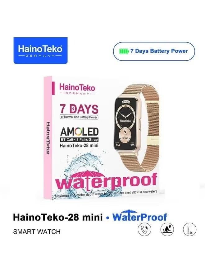 Mini Smart Watch for Women AMOLED Display, Bluetooth Calling Smartwatch, Fitness Tracker with Heart Rate Monitor, Waterproof Lightweight Sports Watch, 7 Days Battery Life, 3 Straps Included – Pink Edition