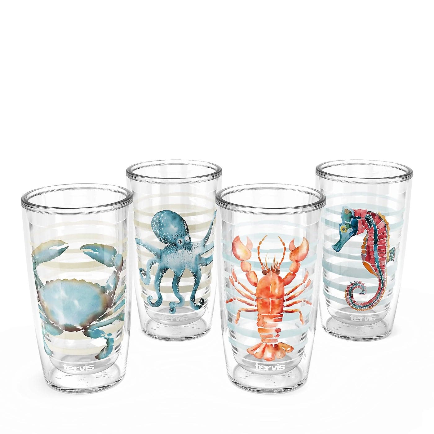 Tervis Sara Berrenson Atlantica Collection Made in USA Double Walled Insulated Tumbler Travel Cup Keeps Drinks Cold Hot 16oz 4pk Assorted